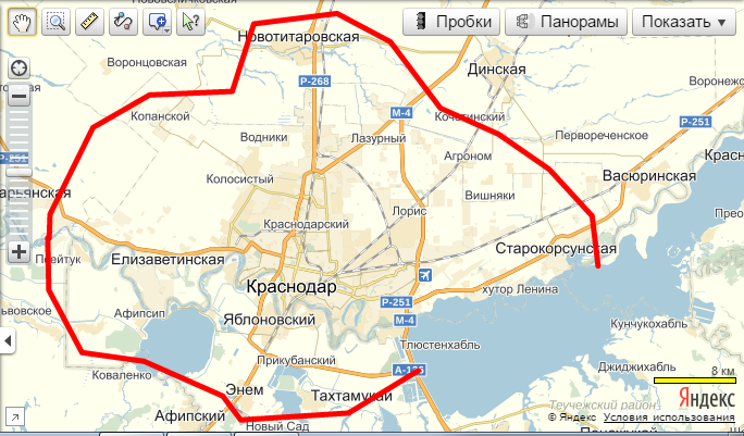 Карта границ краснодара
