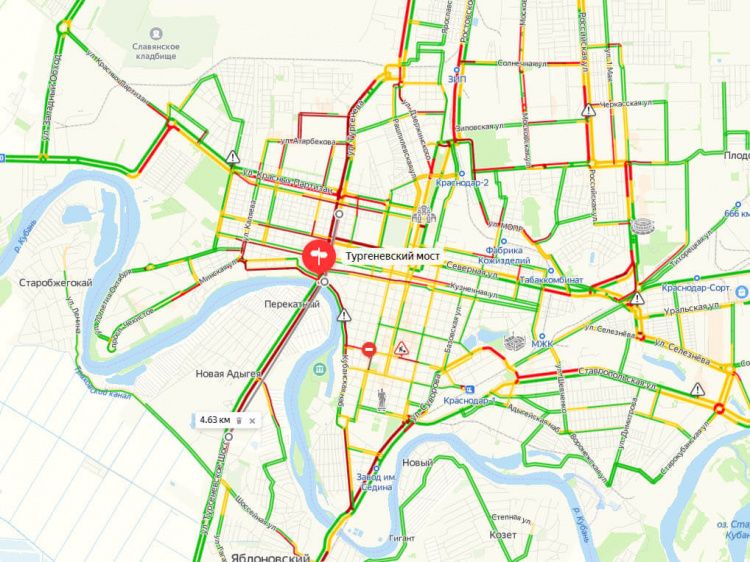 Краснодар тургеневский мост карта